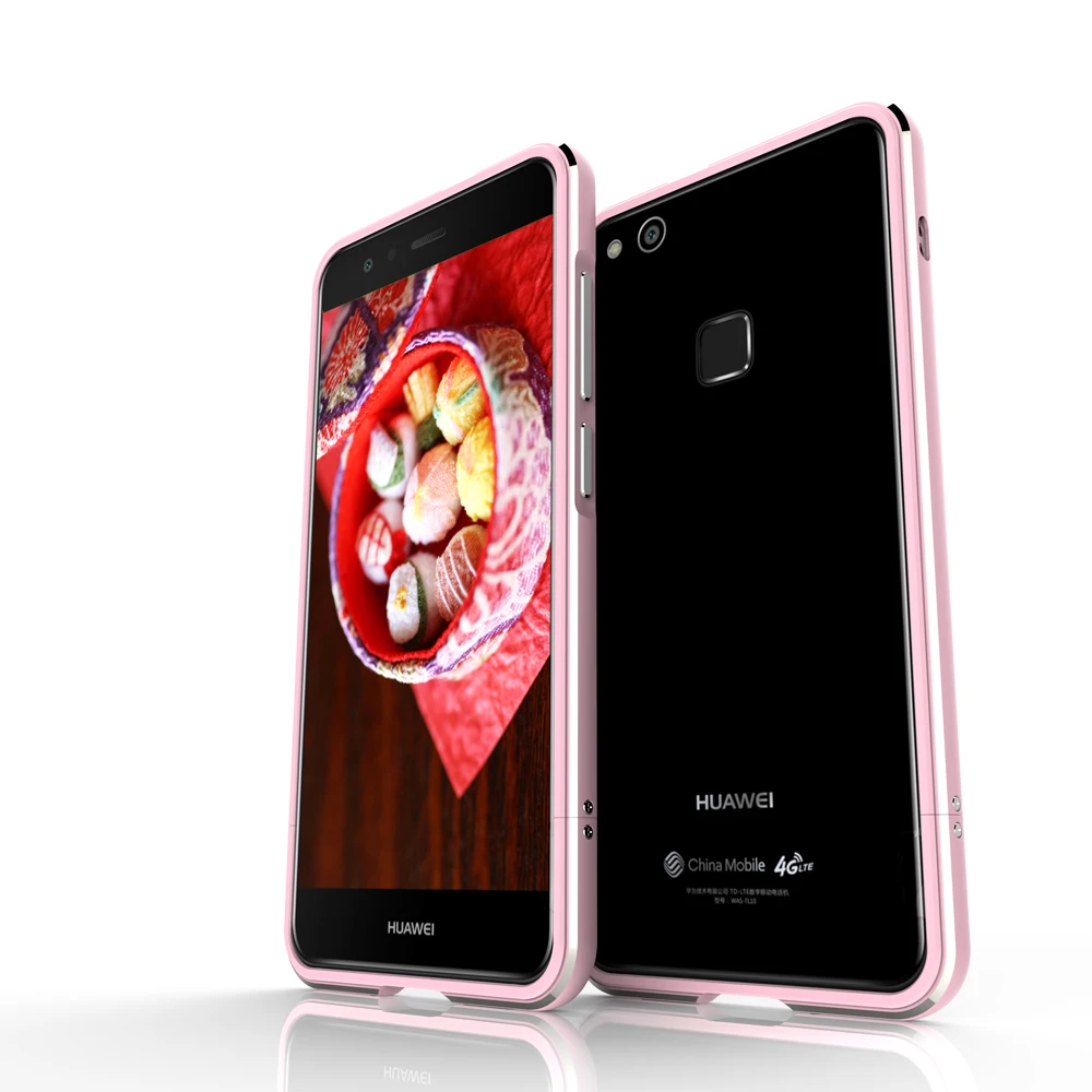 Розовый Роскошные Делюкс ультра тонкий алюминиевый бампер для huawei P10 Lite 5," чехол+ 2 пленки(1 на передней панели+ 1 сзади - Цвет: Розовый