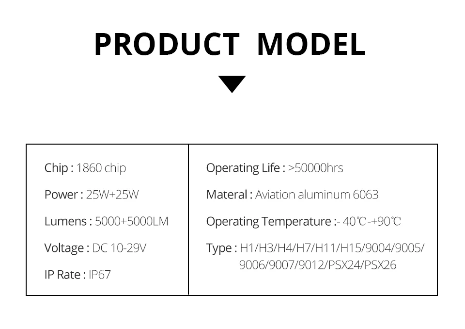 H4 H7 Led безвентиляторный фар автомобиля 12V 50W 10000LM H1 HB3 HB4 светодиодных ламп для автомобилей 6500K 10000K 2200K 9004 9007 1860 чипы для автомобильных фар