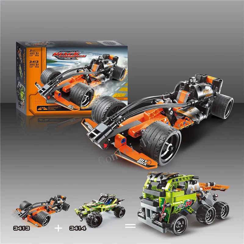 Совместимый 42037 2 в 1 Technic Formula Внедорожный гоночный автомобиль модель строительный блок игрушки LELE 38001 DIY подарки для детей