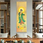 Настенное искусство Avalokitesvara Bodhisattva Thangka буддистская живопись с деревянной вешалкой Реалистичная Картина на холсте