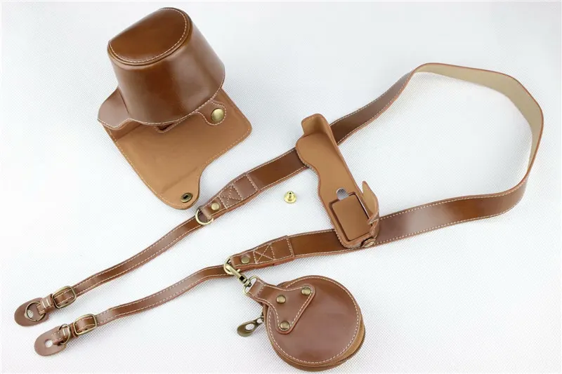 Brown Роскошный кожаный чехол для камеры Fujifilm X-T100 Fuji XT100 PU Сумка на половину тела сумка для хранения с аккумулятором - Цвет: Brown