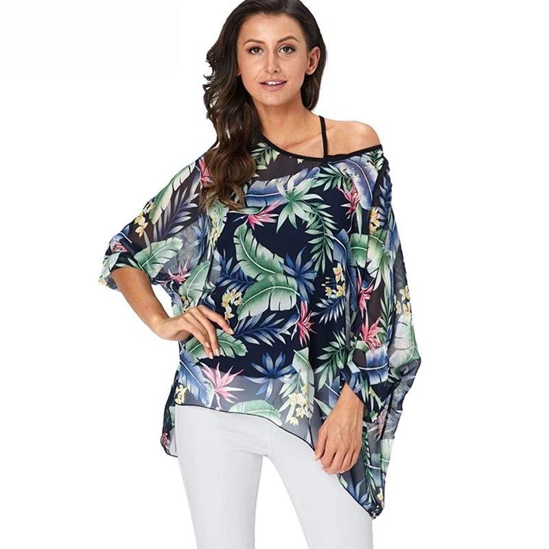 BHflutter 4XL 5XL 6XL размера плюс, женская блузка, сексуальные летние топы с открытыми плечами и леопардовым принтом, повседневные шифоновые блузки, рубашки