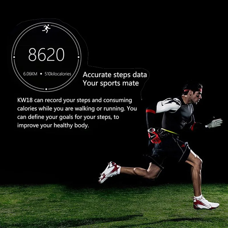 Смарт-часы KW18 с Bluetooth часы на Android телефон синхронизация уведомлениями поддержка