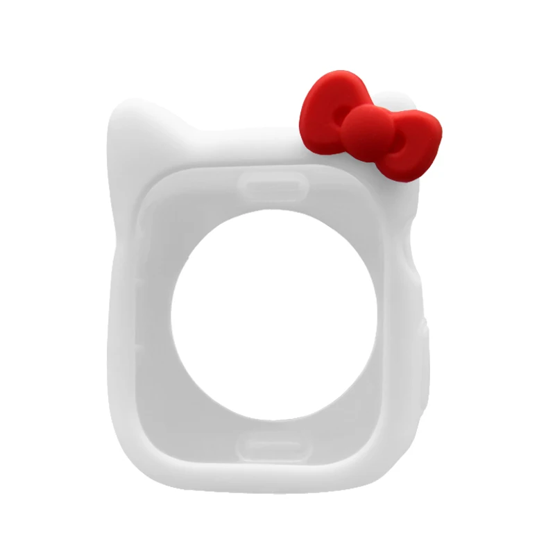 White red Милые Мультяшные силиконовые часы Чехол 5 4 44 мм для apple watch ремешок 40 мм браслет ремешок для iwatch 3 2 1 42/38 мм протектор аксессуар - Цвет ремешка: White red