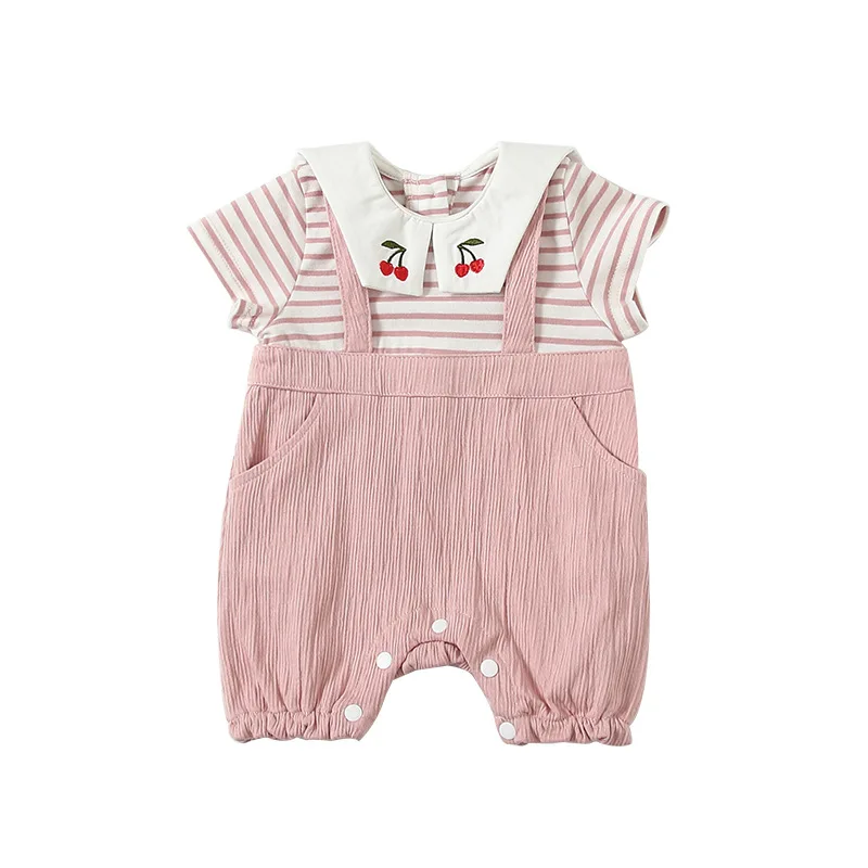 

new born baby clothes baby girl romper toddler girl romper Lapel embroidery sweet jumpsuit baby summer clothes