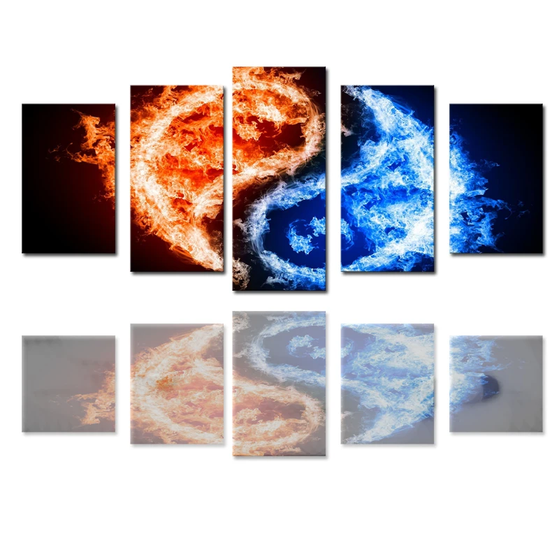 5 панелей (без рамки) холст искусство на стену красочные Тай Чи картины Краска
