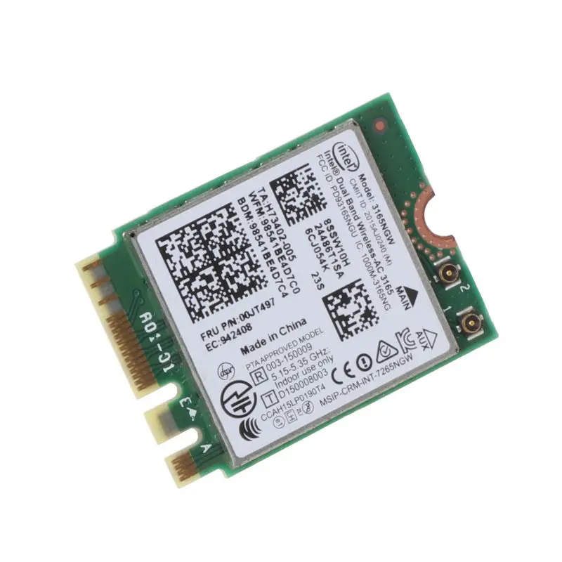 Intel 00JT497 3165NGW беспроводной AC двухдиапазонный Bluetooth WiFi IBM карта ноутбука NGFF Wlan для