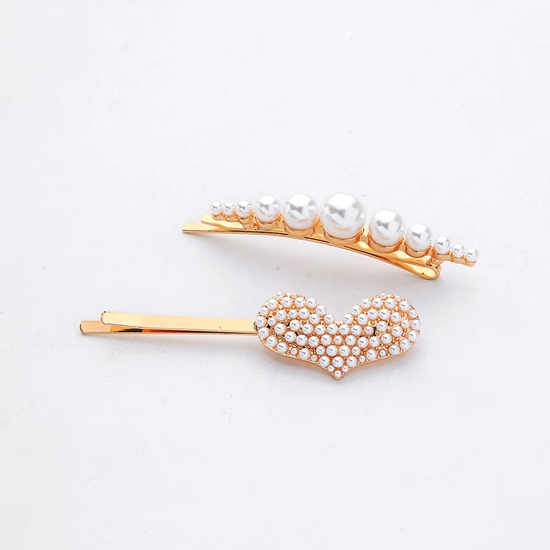 2 шт./компл. корейские бриллиантовые ассиметричные заколки с имитацией жемчуга
