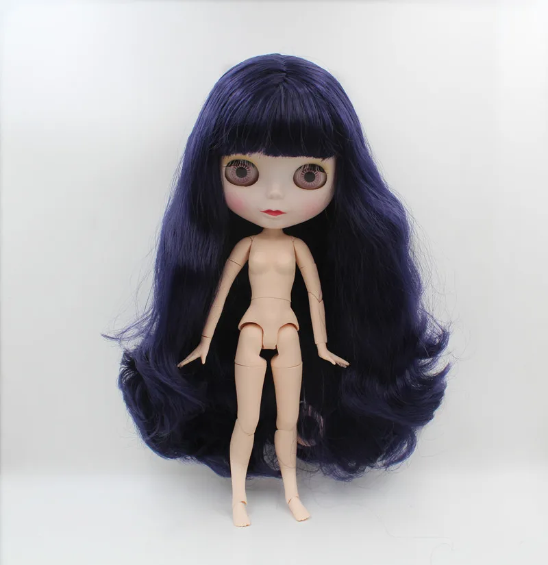 Blygirl, Blyth куклы, темно-синяя бахрома кудрявые волосы, 19 и 7 суставов новые куклы, Матовая оболочка, 1/6 куклы, обнаженные куклы