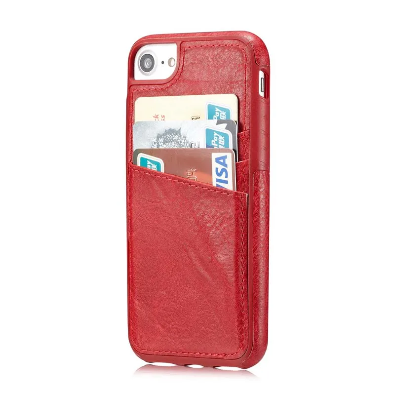 Red JINSERTA телефон роскошный чехол для iphone 8 Кредитная карта карман РЕТРО PU кожаный бумажник чехол задняя крышка чехол для iphone 8 телефонные чехлы - Цвет: Red