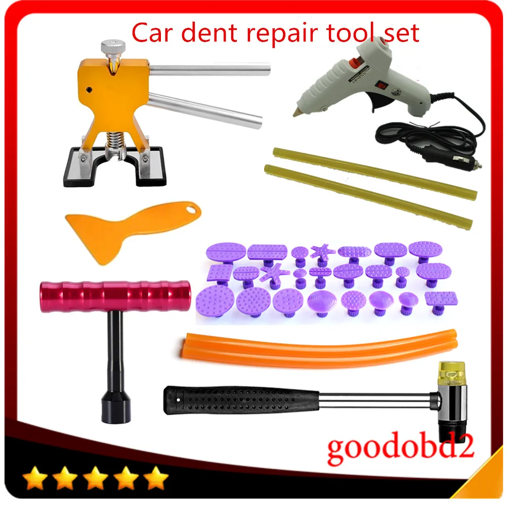 Car dent repair Tools Kit Paintless Dent Removal Tool Set with 12V glue gun + Hot Melt Glue stick For Car Alloy Accessories