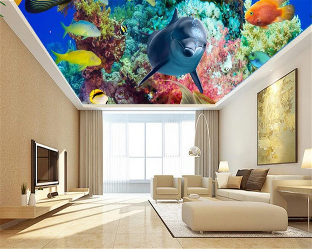 3D обои beibehang современная мода трехмерные Коралловая подводная лодка