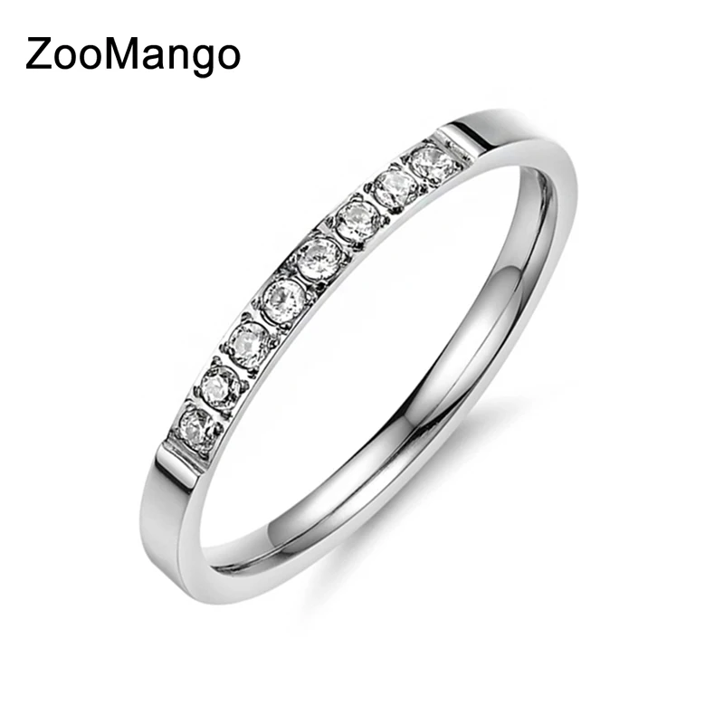 ZooMango Новое поступление розовое золото цвет кольца на годовщину ювелирные изделия инкрустированный куб циркония для женщин нержавеющая сталь женское кольцо OGJ412
