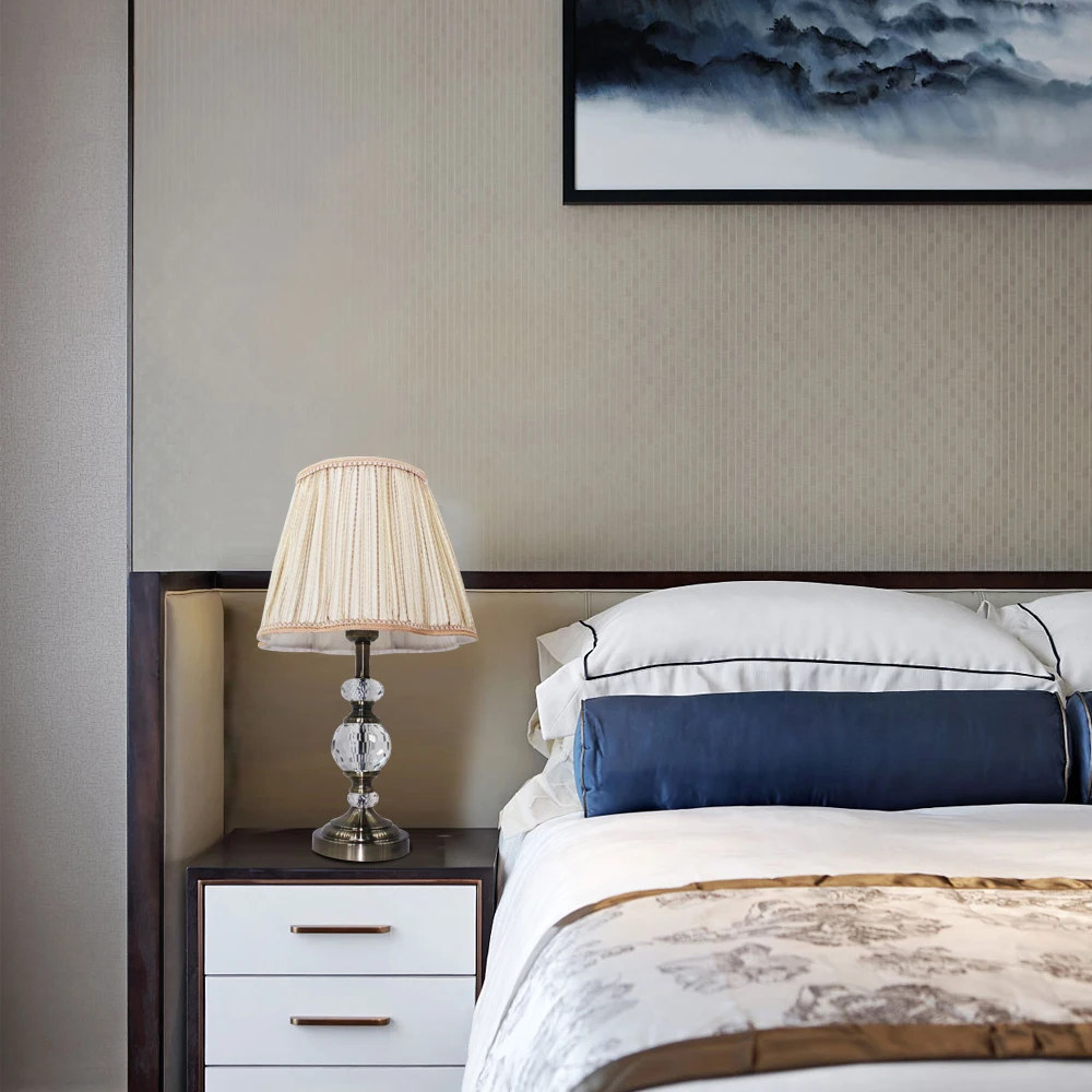 Современная Новинка тканевый Хрустальный Настольный светильник винтажный E27