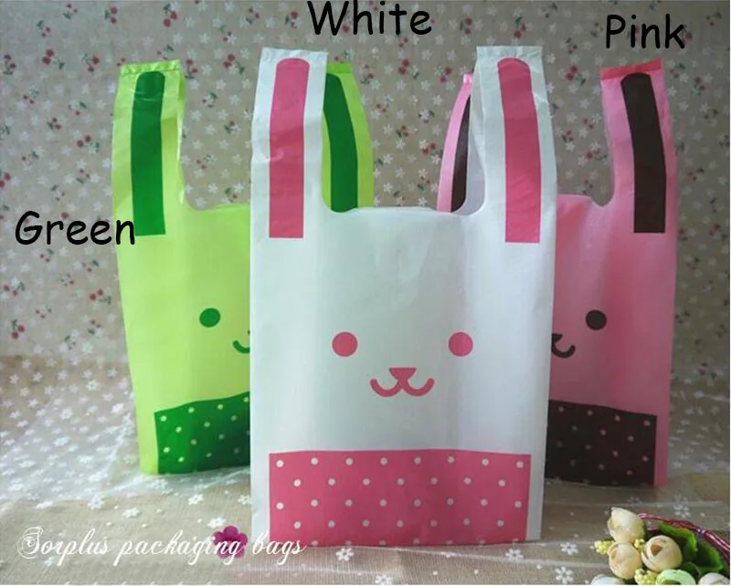 100 шт./лот 18*35 см пластиковая сумка для покупок в супермаркете с милыми длинными