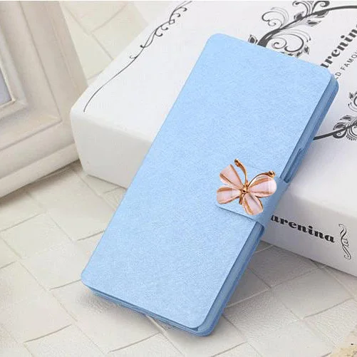 Blue With Butterfly Роскошный ультра тонкий кожаный чехол для lenovo A5000 A 5000, откидной Чехол-книжка, дизайнерская сумка для мобильного телефона с отделением для карт - Цвет: Blue With Butterfly