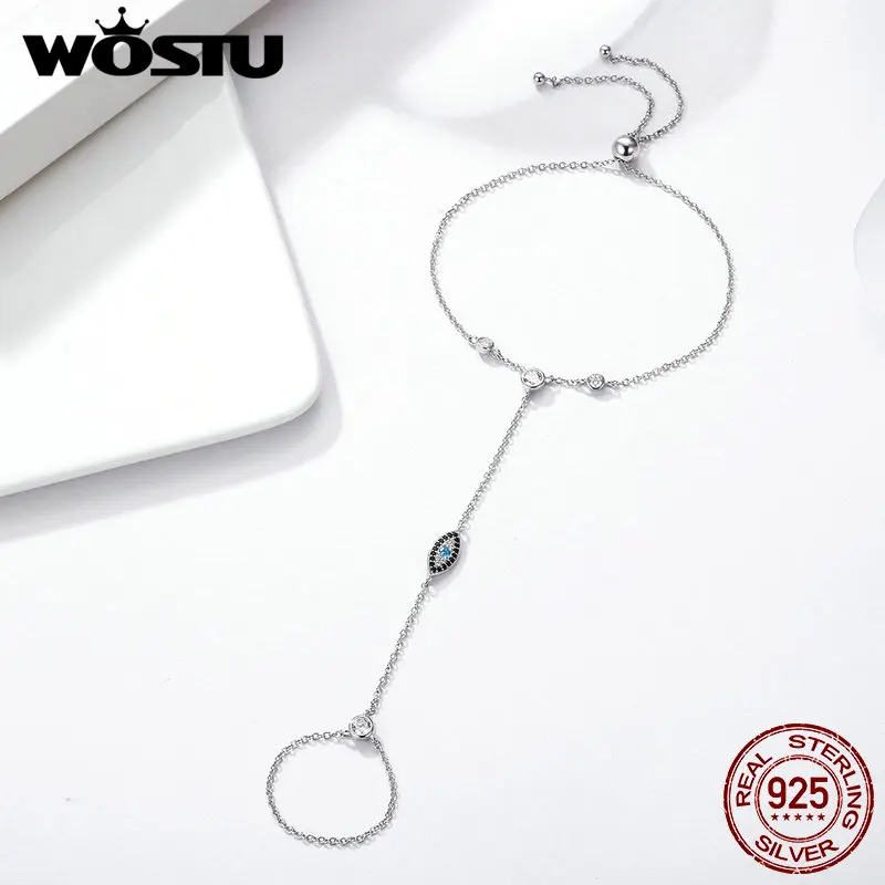 WOSTU, стиль,, 925 пробы, серебряный, дьявол, голубой, ученический глаз, браслет для женщин, хорошее качество, S925, ювелирное изделие, подарок, CQB023