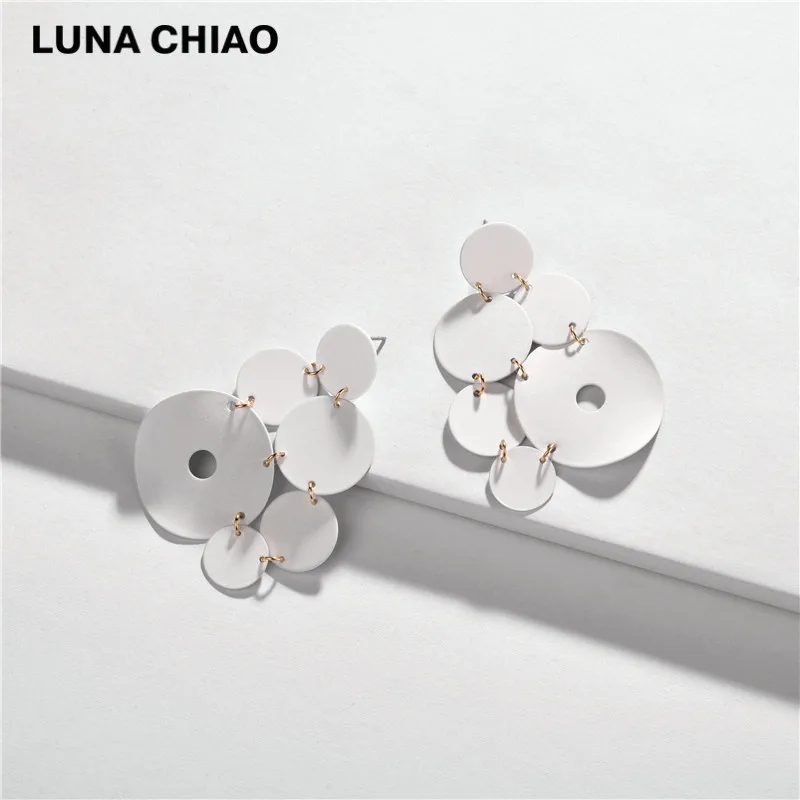 White LUNA CHIAO модные ювелирные изделия резиновое покрытие массивные серьги матовые цветные большие серьги для женщин - Окраска металла: White