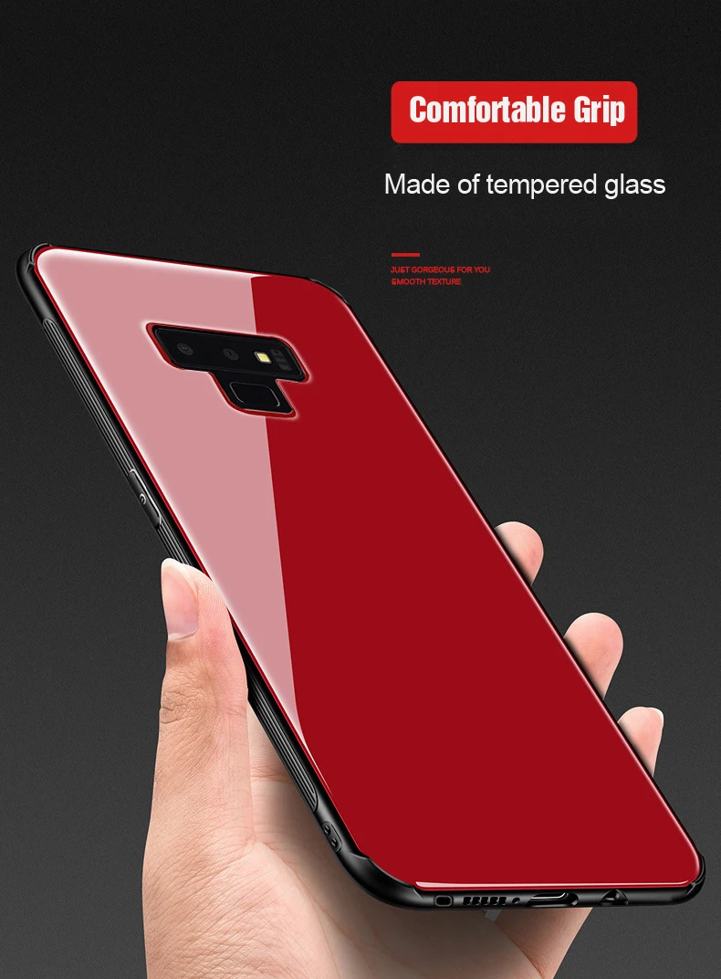 Чехол из закаленного стекла для samsung S 8, 9 Plus, note 9, задняя крышка, Жесткий Чехол-бампер для samsung Galaxy S8, S9 Plus, NOTE 8, мягкий чехол из ТПУ