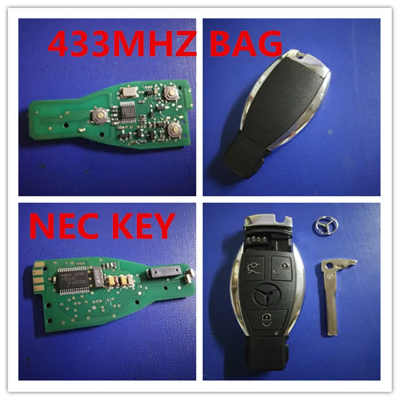 For Mercedes NEC KEY BAG FOR BENZ Keyless Entry Smart Remote Key 3 Button 433MHz Chip for Mercedes-Benz 2000+ | Автомобили и