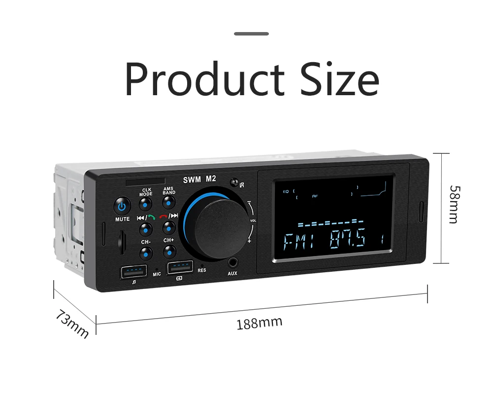 SWM мотор M2 Автомобильный MP3 плеер авто FM радио Bluetooth стерео музыка USB TF AUX Функция