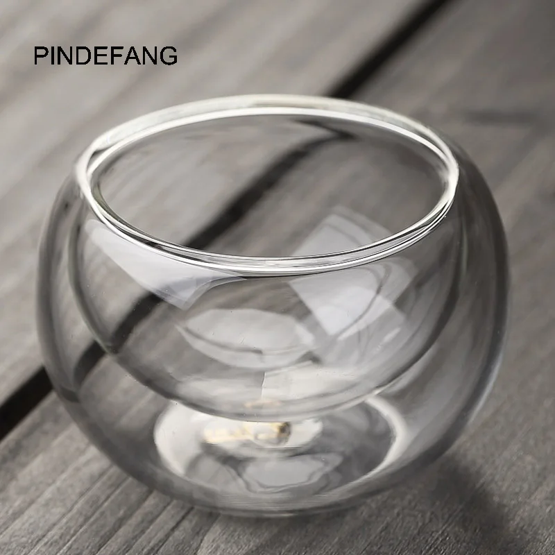 PINDEFANG 6 шт. 50 мл стакан с двойными стенками кунг-фу чайная кофейная чашка