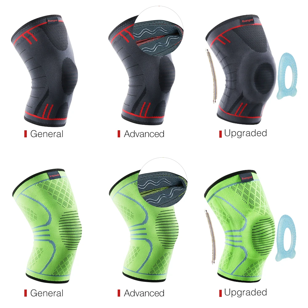 Kuangmi 1 пара сжатия колено рукав Поддержка спортивные Весна бандажа силиконовыми