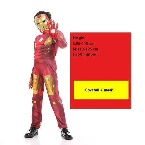 Red iron Man Человек-паук Супермен железный мужской костюм для косплея для мальчиков Карнавальный костюм Хэллоуина для детей звезда Америка капитан Халк Черная пантера - Цвет: Red iron Man