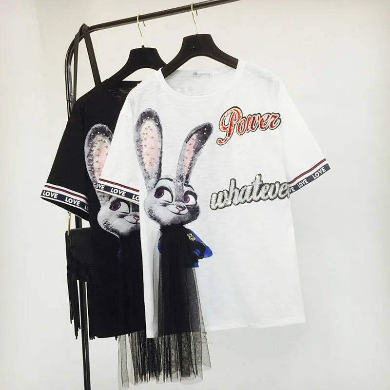 Neploe Harajuku для мальчиков с надписями и героями мультфильмов, новая мода Бисер футболка с о-образным вырезом короткий рукав Для женщин топ летние Modis футболка 43029
