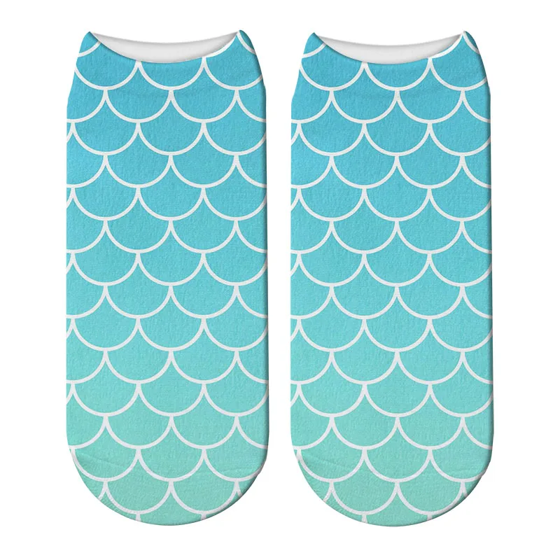 Новая мода Русалка 3D печатных короткие носки забавные летние пляжные рыбьей