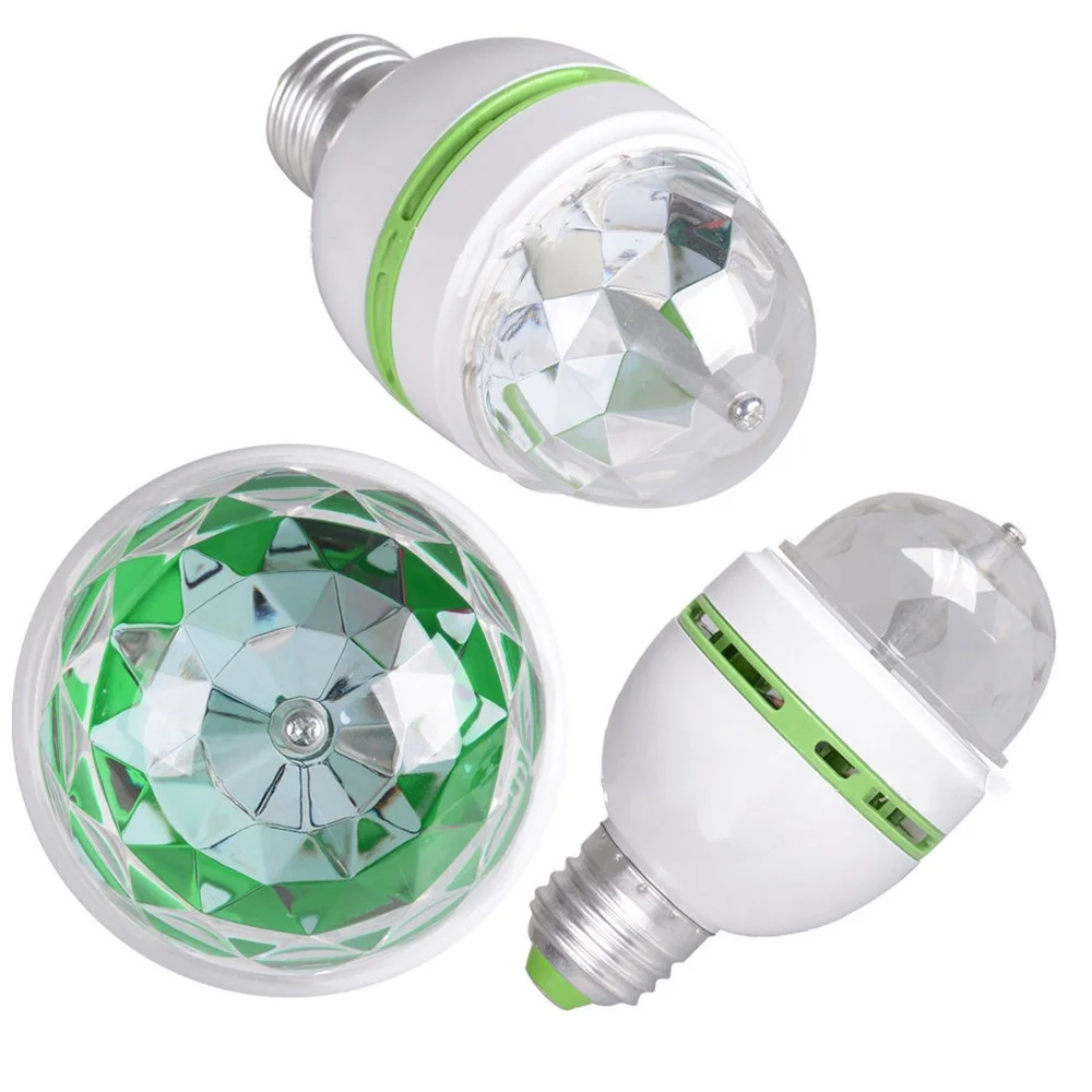 Вращающаяся светодиодная RGB лампа E27 осветительный прибор для сцены разноцветная