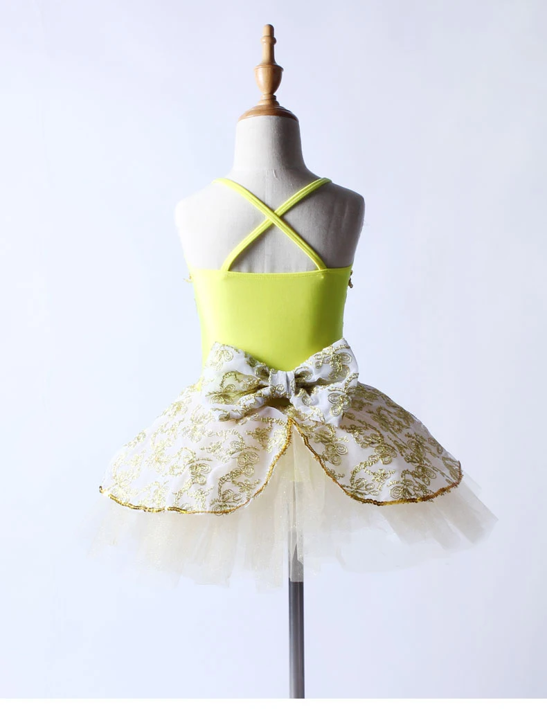 Детский желтый лифчик балетная пачка красивая юбка с вышитым лифом для