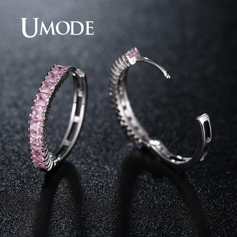 UMODE бренд 7 цветов циркон обруч с камнем Серьги для женщин AAA + кубический цирконий