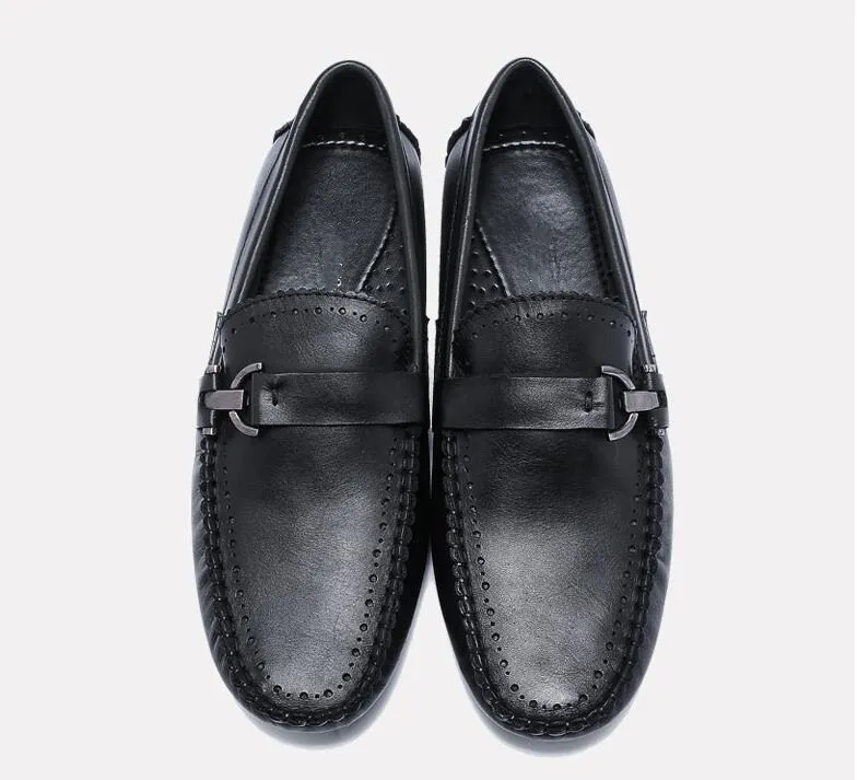 Мокасины мужские из натуральной кожи туфли на плоской подошве без застежки