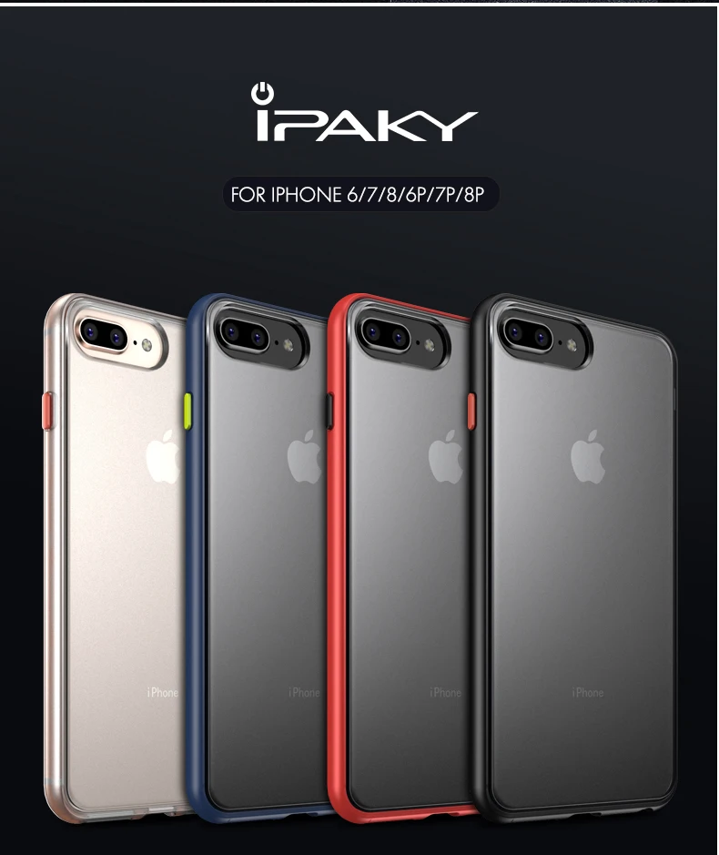 Для iPhone 8 7 чехол Magic Shadow IPAKY 6 6s Plus чехол с цветными кнопками Мягкий Бампер PC Гибридный противоударный чехол для iPhone 8 7 Plus чехол