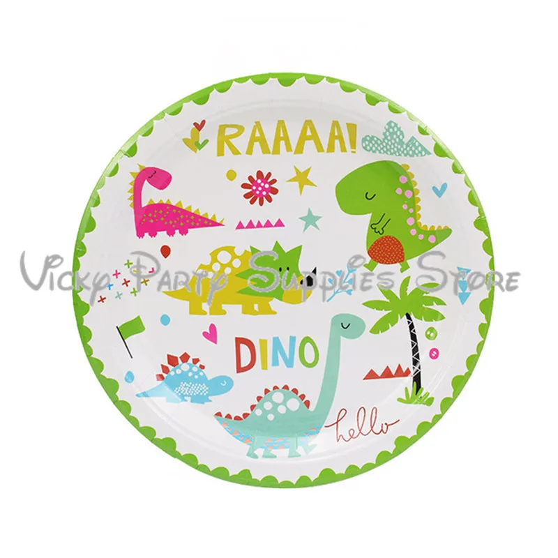 32 шт./лот одноразовые вечерние наборы посуды с рисунком динозавра чашки