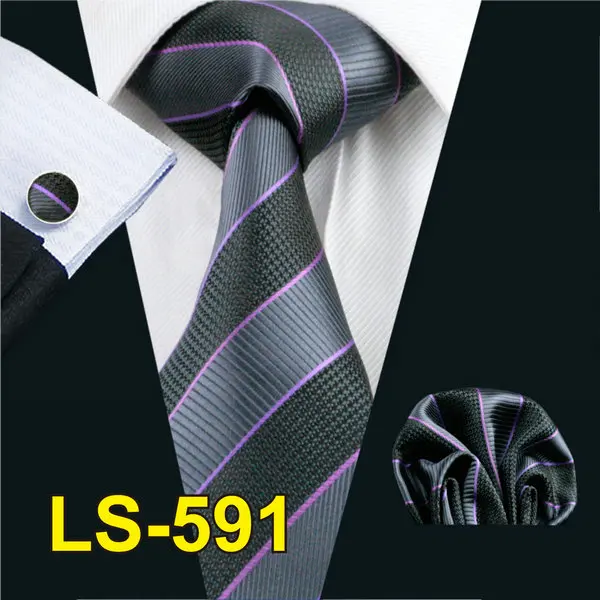 LS0591 LS-1101, Barry.Wang, мужской галстук, коричневый, новинка, шелковый галстук, запонки, набор для мужчин, формальный, для свадьбы, вечеринки, для жениха, для бизнеса - Цвет: LS0591