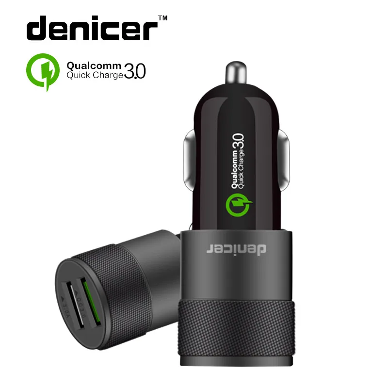 Denicer быстро QC 3 0 зарядное устройство для автомобиля с двумя портами USB адаптер