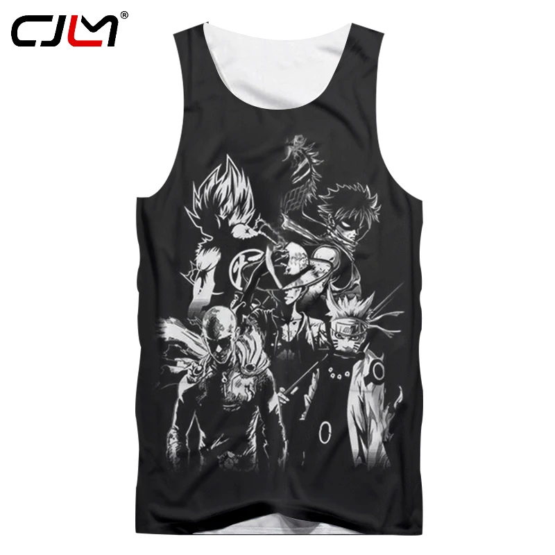 Cjlm черный Tanktop Для мужчин 2018 Новое поступление Аниме Наруто напечатаны 3D рубашки