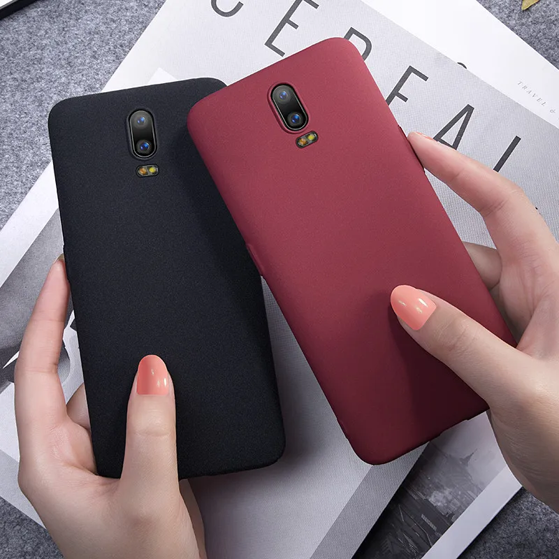 Простой Тонкий матовый мягкий чехол из ТПУ с песчаником для OnePlus 6 6T Ультратонкий