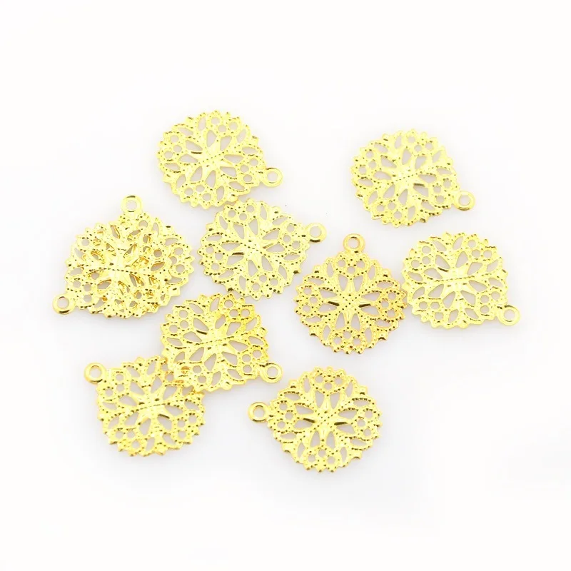 

3000pcs Flat Round Brass Flower Filigree Findings Charms Pendants for Necklace jewelry making Wholesale 15x13x0.5mm Hole:1mm F80