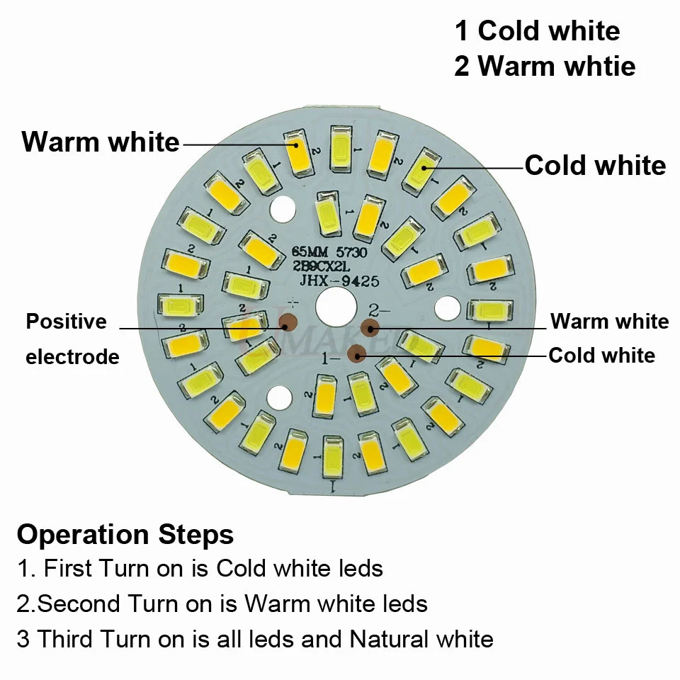 12Wx2 Warm/Cold White two color in one PCB 85mm 5730 SMD Light Board Led Lamp Panel For Ceiling With LED diy for downlight | Лампы и