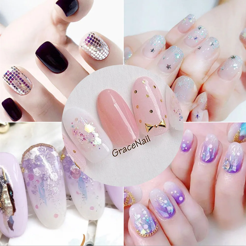 12 Стиль флуоресцентный синий единорог AB Цвет ногтей блесток Звезда Круглый ромб