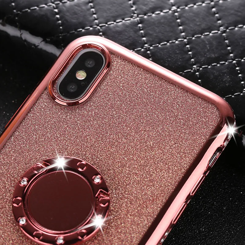 Для iPhone X XS MAX XR 6 6S 7 8 Plus Мягкий чехол с блестками и стразами для Samsung Galaxy A5 A6 A7 A8 2017 2018