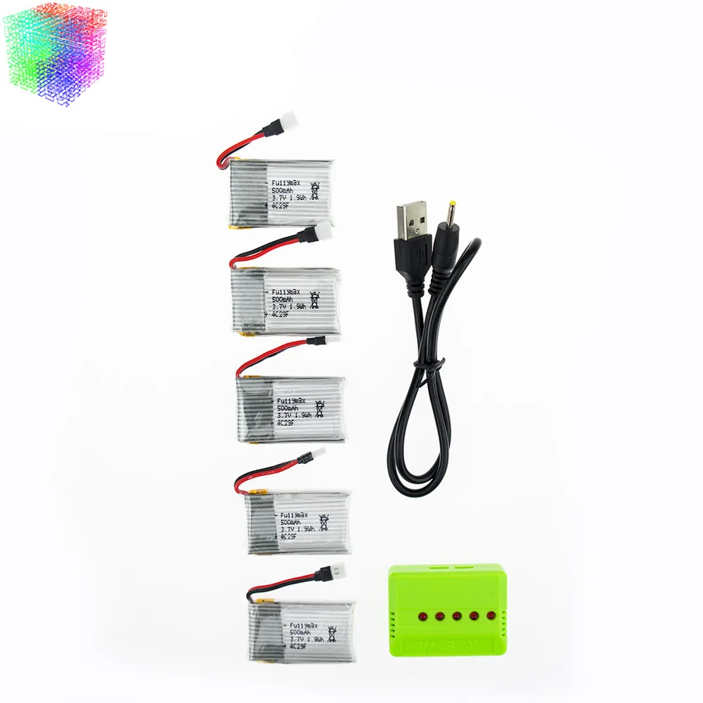 Литий полимерный аккумулятор X5C Rc 3 7 в 500 мАч 5 шт. и зеленое зарядное устройство
