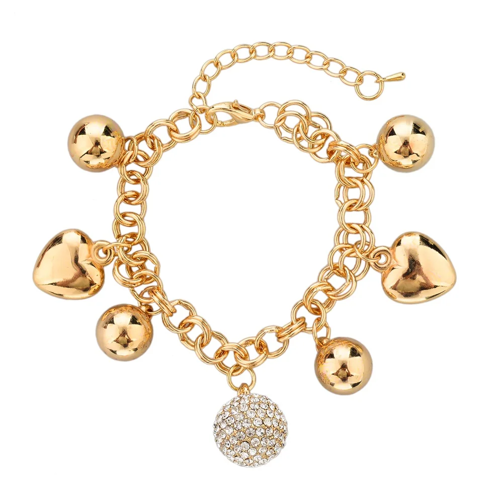 Женский браслет attrattto LOVE золотого цвета с сердечком и шармами SBR140221|bracelets for|heart charm