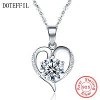 925 sterling silver pendant heart necklace inlaid aaa zircon short women temperament love sweet silver necklace jewelry