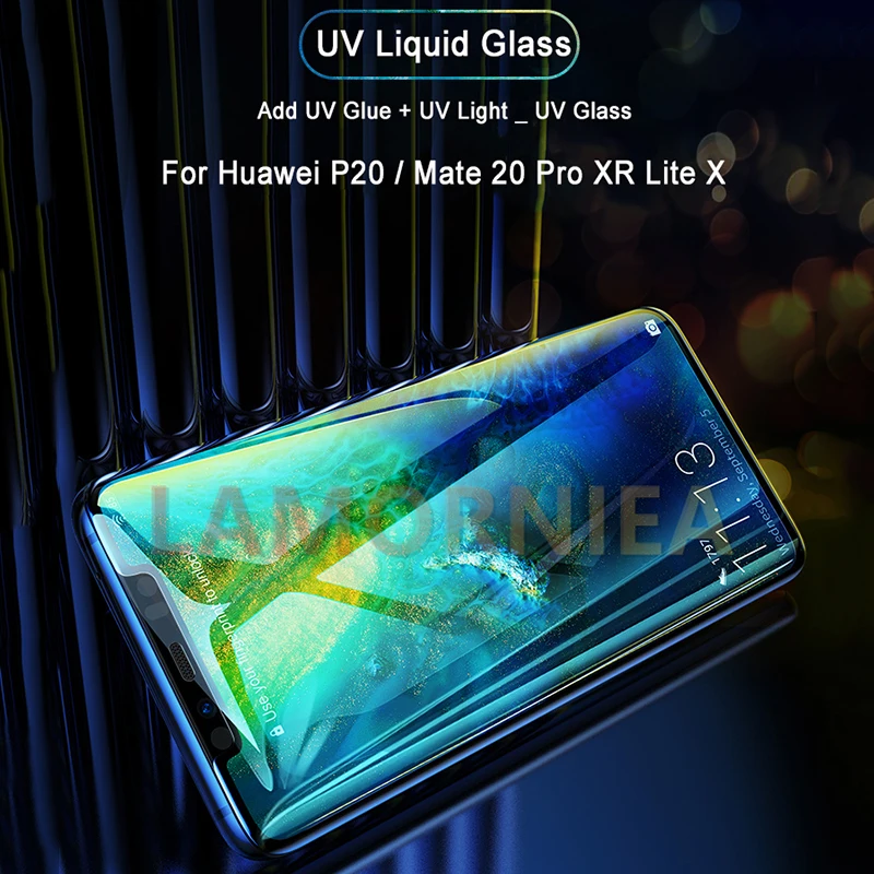 УФ стекло Lamorniea 20D для Huawei P30 Pro жидкое клеевое с полным покрытием P20 Mate 30 20