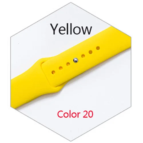 color 20 Цветной мягкий силиконовый спортивный ремешок для Apple watch серии 4, 3, 2, 1 сменный ремешок для iWatch 42 мм, 38 мм, сменный вариант - Цвет ремешка: color 20