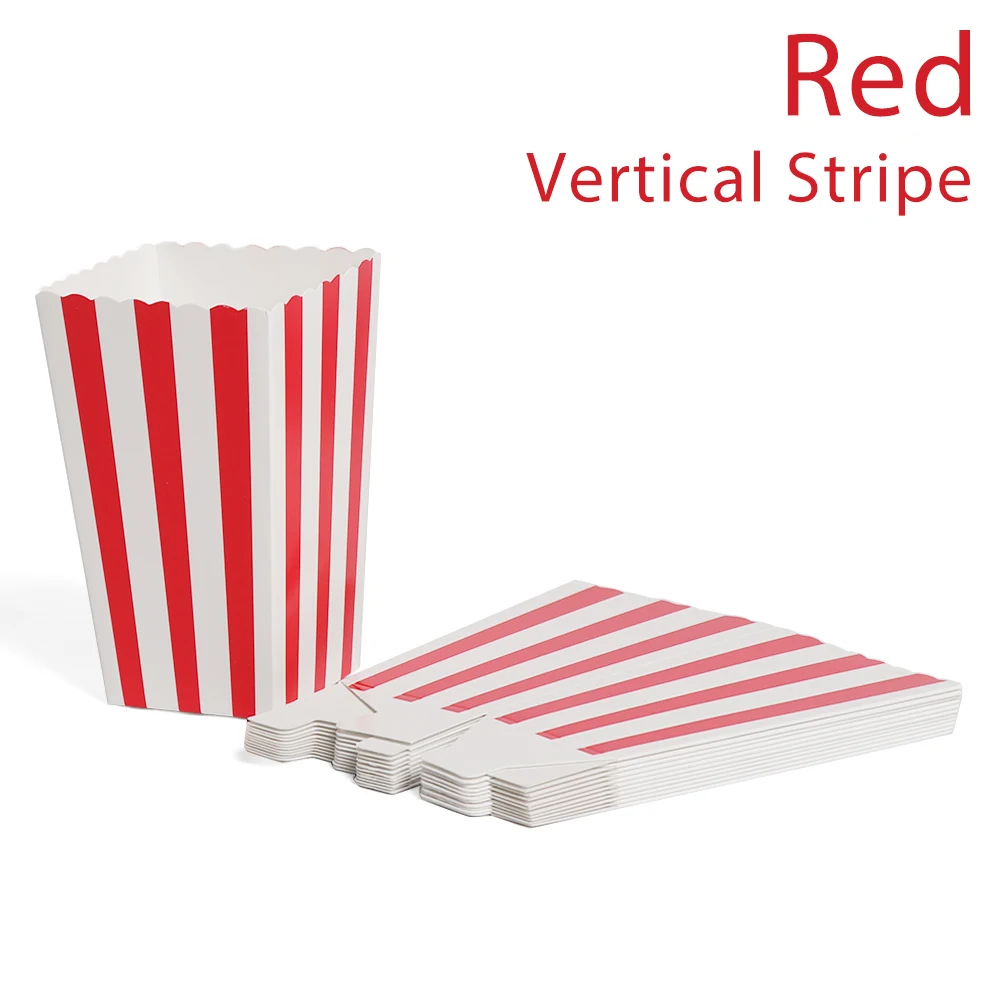 Vertical Stripe red 12 шт. розовые Золотые Коробки для попкорна, сумки для детской вечеринки, коробки, свадьба, день рождения, Декор, товары для фильмов, сумки для попкорна, вечерние принадлежности - Цвет: Vertical Stripe red